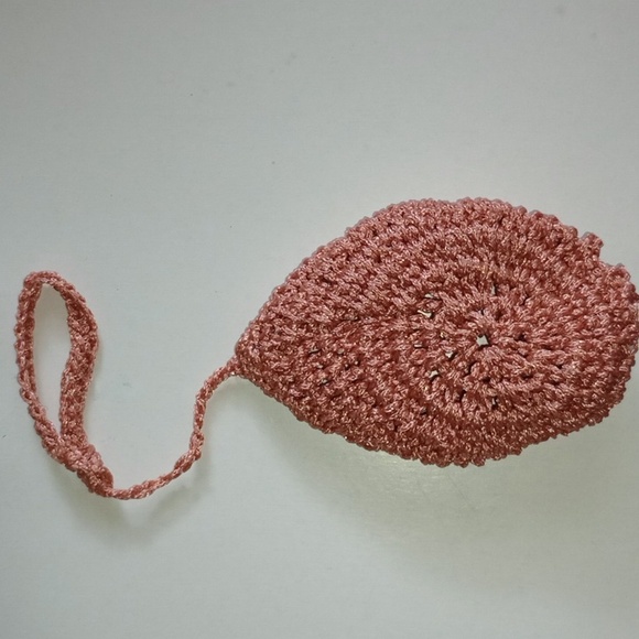 Air Plant Hanger Basket, Orange, Crocheted, Boho Style, Pre-owned - Picture 2 of 7